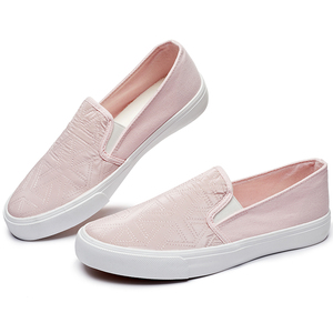 Vente en gros de mocassins pour femmes chaussures plates en toile décontractées avec logo personnalisé pour dames - Product Image 3