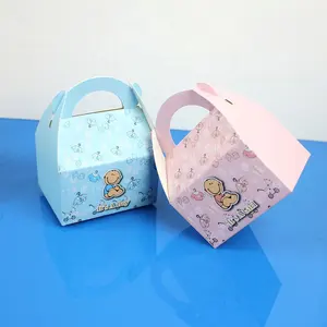 12Pcs Paper Candy Bag Baby Shower Gift Box Dessert Boys Girls Baby Baptism  Birthday Gifts Party Decoration