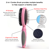 Peigne et brosse de toilettage multifonctionnelle portable 2 en 1 ABS+TPR+SUS avec fonction d'auto-nettoyage pour chiens et chats