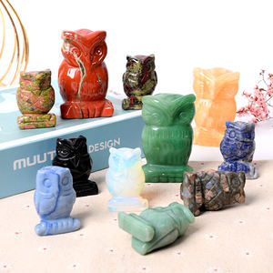 高品質 手作り ヒーリングクリスタル 動物工芸品 フローライト フクロウ装飾 - Product Image 5