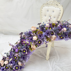 Fantasia rosa <span class=keywords><strong>margherita</strong></span> <span class=keywords><strong>viola</strong></span> ortensia 2 metri può personalizzare corridori da tavolo Layout festa di nozze decorazioni floreali artificiali - Product Image 2
