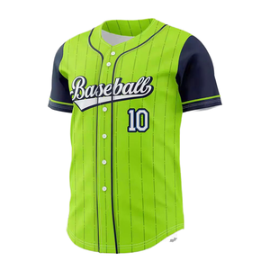 Kaos Seragam Sublimasi Custom Pinstripe Kancing Penuh Bernapas untuk Latihan Softball, Jersey Baseball dengan Nama dan Nomor Tim - Product Image 1