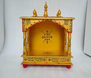Templo de Pooja Tradicional de Madera, Elaborado con Pintura, Marco Resistente, Cajones Funcionales y Diseño Clásico para Ángulos Espirituales - Product Image 4