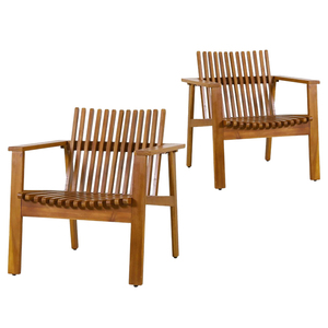 Chaises de jardin personnalisées en bois d'acacia pour l'extérieur, résistantes aux intempéries, minimalistes pour salle à manger, café, salon, patio, balcon, plage, restaurant - Product Image 1