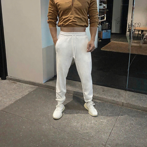 Pantalon décontracté pour homme 100 % polyester, mi-lourd, coupe large, avec cordon de serrage, taille élastique, couleur unie, respirant, écologique, séchage rapide - Product Image 3