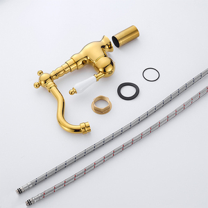 Nouvelle arrivée Robinet <span class=keywords><strong>de</strong></span> lavabo <span class=keywords><strong>de</strong></span> salle <span class=keywords><strong>de</strong></span> bain en or 360° °   Robinet mélangeur vintage à bec pivotant et poignée unique pour lavabo - Product Image 6