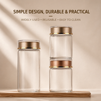 Flacon en verre transparent personnalisé pour vitamines avec bouchon à vis doré, pot de luxe pour pilules et capsules de suppléments avec boîte cadeau, impression de logo OEM ODM