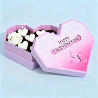 Caja de Regalo Magnética Portátil Vacía, Rígida, con Forma de Corazón Oriental, de Materiales Reciclados, con Laminación Brillante Navideña de Chocolate