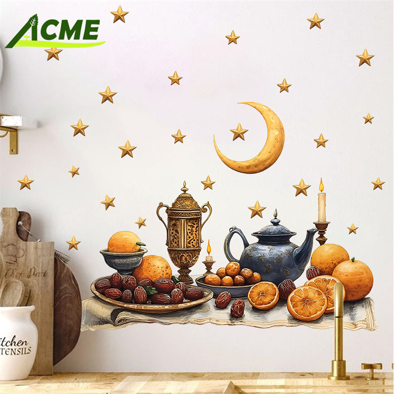 2025 Ramadan Wall Stickers Ramadan Islamic Eid Mubarak Muslim Ramadan Window Wall Decorative PVC Sticker for Party Supplies