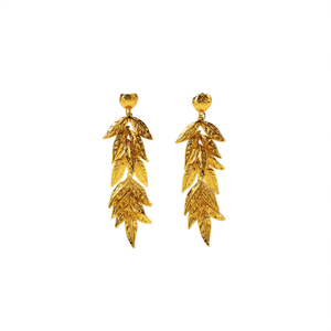 Boucles d'oreilles pendantes tendance en acier inoxydable 316L plaqué or PVD, design feuille durable et résistant - Product Image 2