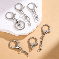 Chaîne d'extension porte-clés en alliage d'argent en forme de C avec fermoir mousqueton, mini connecteurs griffe de homard, accessoires de porte-clés en vrac, pendentif