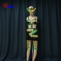 Offre Spéciale LED Lumineux Exotique Dancewear Pole Dancewear Lingerie Sexy Stripper Tenues Robes pour Filles Adultes 1 Pièce Bleu