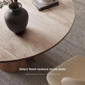 Bàn ăn vuông bằng gỗ Rắn Kiểu Pháp với chức năng có thể gập lại wabi-sabi để sử dụng tại nhà thiết kế travertine hai mục đích - Product Image 3