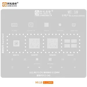 Pochoir AMAOE MI BGA pour <span class=keywords><strong>Xiaomi</strong></span> Redmi Poco Series 1/19 pièces chauffage direct trous carrés CPU IC puce équipements de téléphone portable - Product Image 2