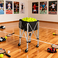 Chariot à balles de tennis pliable en aluminium JINFAR, capacité de 120 balles, design durable et portable pour l'entraînement au tennis, au pickleball et au tennis de table