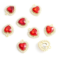 Pendentif Cœur Halo en Strass, Alliage Doré, Cristal Facetté, Idéal pour Cadeau de Saint-Valentin et Décoration