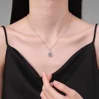 Collier pendentif en argent sterling 925 fin avec halo serti de moissanite colorée GRA 1 carat VVS taille ronde et certifiée