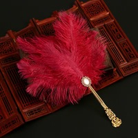 Nuevo hermoso abanico de pelo de avestruz estilo antiguo ropa Han abanico decorativo de plumas de hadas Cheongsam abanico de baile de pasarela