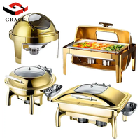 Hotel Restaurant Catering Küchen ausstattung Kommerzielle Party Hochzeit Essen Wärmer Gold Chafing Dish Buffet Set