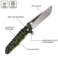 Nouvelle poignée en acier G10 AUS8, camping haute dureté, équipement de pêche et de survie, couteau à fruits portable de poche