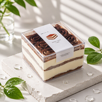 Boîte à dessert Tiramisu transparente populaire en gros, emballage en plastique PS pour gâteau Tiramisu, conteneur personnalisé pour pâtisserie, biscuits et gourmandises