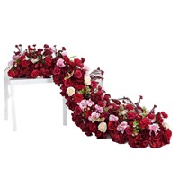 Chemins de fleurs de luxe en soie, roses rouges, pour mariage, hôtel, table, allées fleuries, arches, décorations extérieures, chemin de table de 200 cm