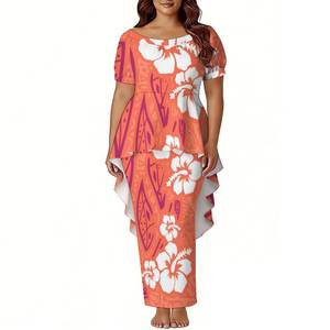 Abito Elegante da Sera con Logo Personalizzato, Design a Coda di <span class=keywords><strong>Rondine</strong></span>, Taglie Forti, Set Due Pezzi Tonga Puletasi - Product Image 1