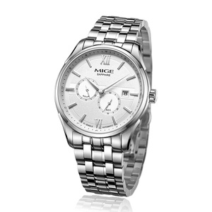 MIGE Men's Automatic Mechanical <b>Watch</b> Stainless Steel Round <b>Case</b> 38mm Sapphire Crystal Date Display Business Style - Product Image 2
