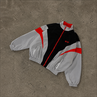 Ensemble de survêtement thermique homme streetwear personnalisé, color block, en Spandex/Coton, pour l'automne, avec veste zippée à col montant et pantalon large, 480g