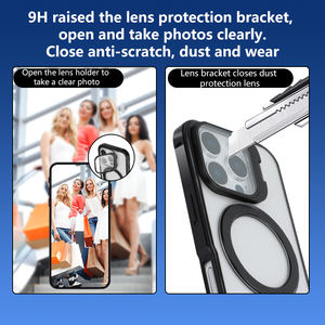 Étui transparent de support d'anneau magnétique de qualité supérieure pour iPhone 15 16 Pro Max Plus avec protecteur d'écran cadre en métal en aluminium couverture antichoc - Product Image 6