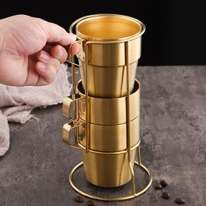Ensemble de tasses à café en acier inoxydable 304, double paroi isolée, avec poignée, pour boire du thé, du lait, des boissons, pour hôtel, fête - Product Image 4