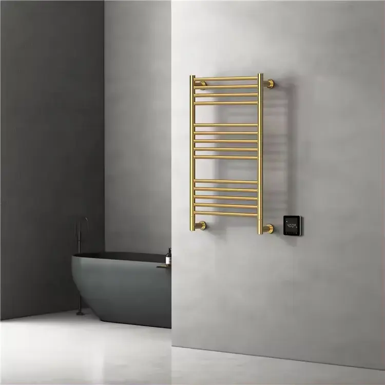 Bathroom towel heating device PVD gold towel rail high quality electric radiating towel