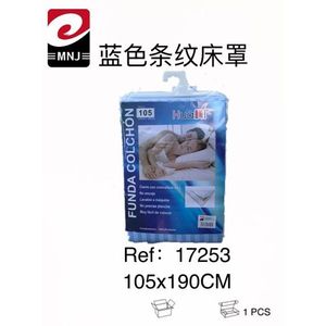 Cubrecama y Sábanas Ajustables y Planas de Algodón Duradero con Estampado de Rayas Azules 105 FUNDA COLCHON - Product Image 2