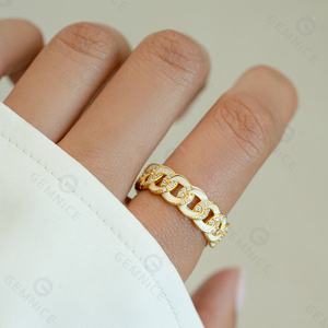 Gemnel 925 Sterling Silver High-end Modern Craft Design <b>Thick</b> Cuban Enamel Link <b>Ring</b> - Product Image 3