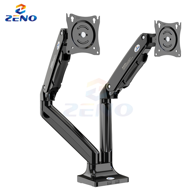 Monitor Wall Mount 17"-32" Screen Adjustable Dual Monitor Arm Stand Laptop Desk Mount Gas Spring Display Mount Double Arm