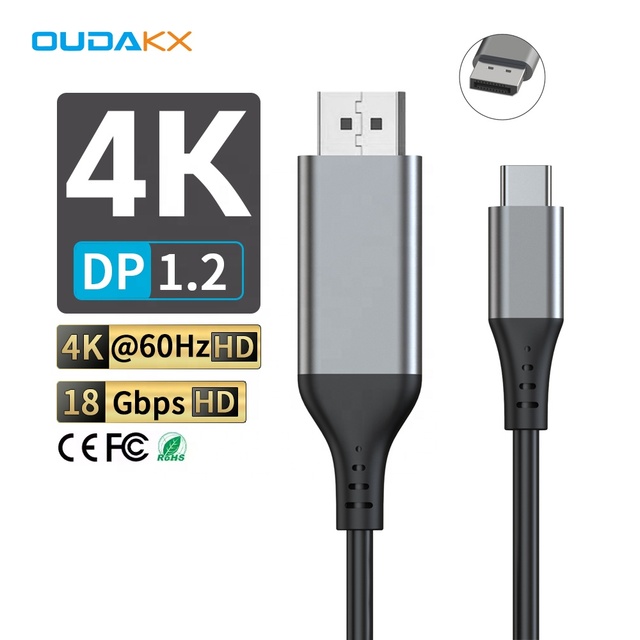 HOT Trending 4K 60Hz Dp Cable High Speed Braided DP 1.4 Aluminum Alloy USB C to DP Cable for TV Home Theaters