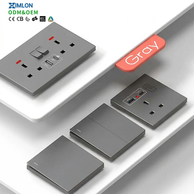XIMLON Best Selling Wall Socket with USB Fast Charge Type-C 250V Max British Standard 13A UK Standard Switch