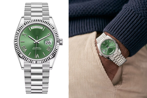 Đồng hồ đeo tay cơ khí cao cấp 3A tự động hoàn toàn, mặt số dạ quang, lịch, đính kim cương - Product Image 5