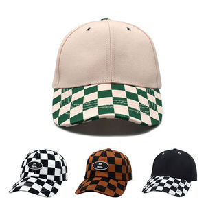 Wholesale Premium Designer Hats Checkerboard Pattern Low MOQ Multi-Colors Available Unisex <b>Men</b> Fitted <b>Baseball</b> <b>Cap</b> - Product Image 1