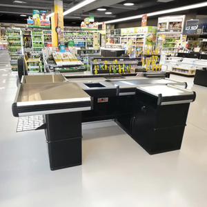 Grande pente modèle intégré <span class=keywords><strong>hypermarché</strong></span> caissier caisse de sortie supermarché table de caisse avec matériau en acier/métal - Product Image 1