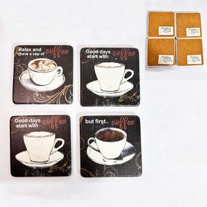 <span class=keywords><strong>Ensemble</strong></span> de quatre sous-verres en résine imprimés UV imperméables sur le thème du café - Décoration festive pour la maison - <span class=keywords><strong>Ensemble</strong></span> de 4 théières - Product Image 1