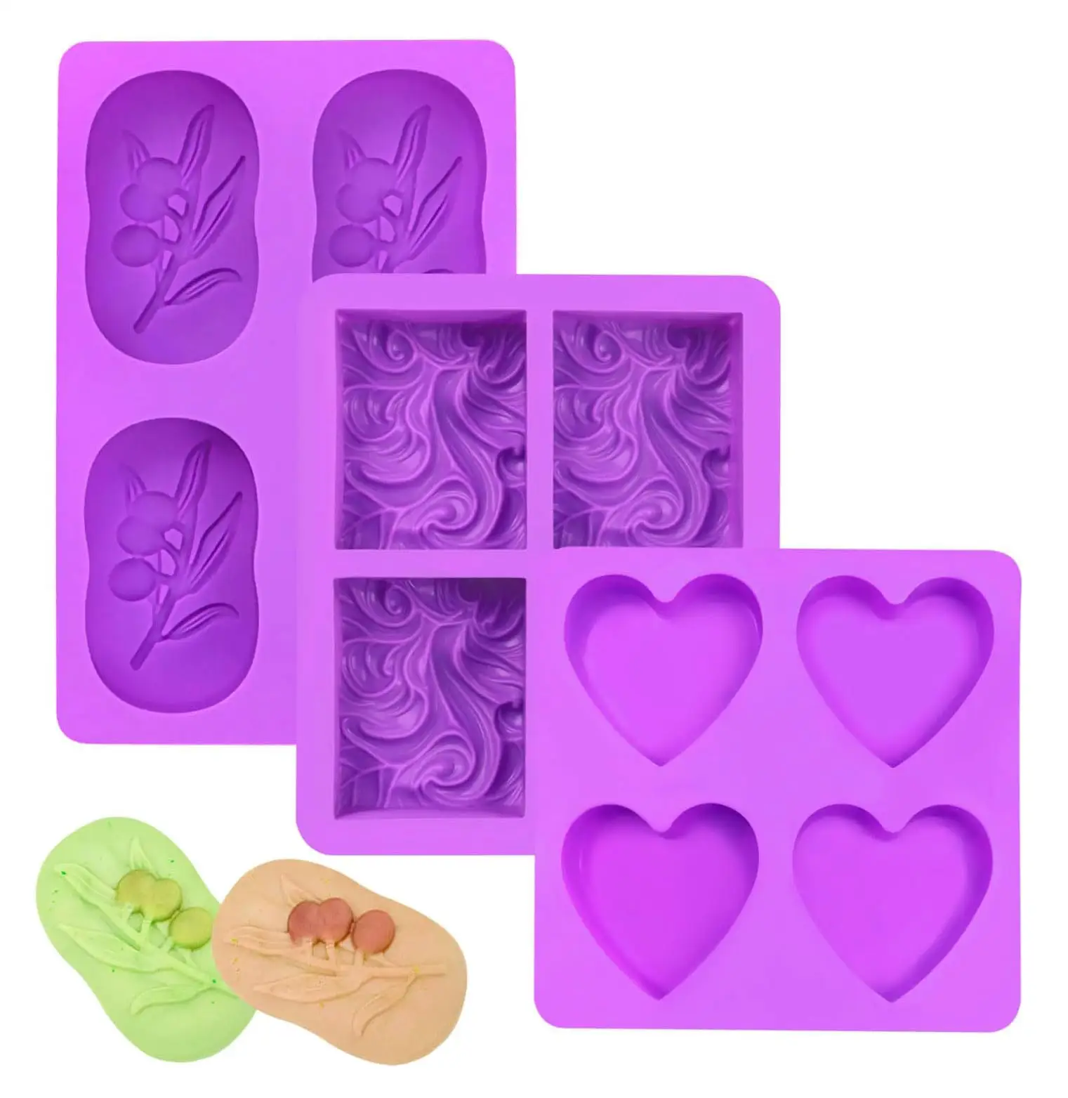 Moldes de barra de jabón Ocean Wave, moldes de jabón con formas de flores y corazones para hacer jabón hecho a mano