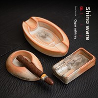Cendrier à cigares en porcelaine vintage de style chinois Shino, forme bateau, pour bureau, créatif, avec fente à cigares de grand diamètre