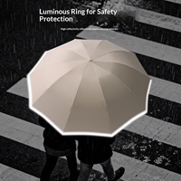 Parapluie de soleil automatique à boucle inversée, cadeau d'affaires, résistant aux UV, résistant aux intempéries, tissu robuste avec revêtement noir, personnalisable