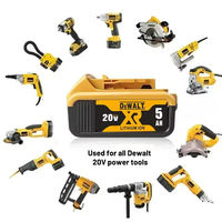 Batterie au lithium DEWALT 20V XR 5.0Ah, batterie industrielle longue durée, adaptée aux outils électriques sans fil, alimentation de secours