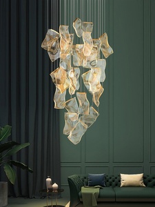 Đèn chùm acrylic tối giản hiện đại phong cách Pháp sang trọng, đèn treo phòng khách khách sạn mạ vàng, đèn nghệ thuật nhôm, đèn trang trí nhà cửa - Product Image 2