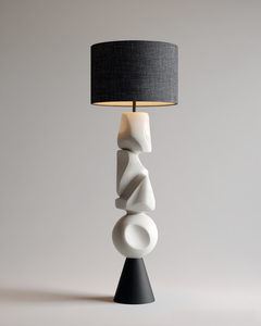 Minimalist Geometric Floor Lamp Cream Shade <b>Iron</b> Base Changeable Light Large Size for Bedroom LED Lighting 4100K Neutral White - Product Image 6