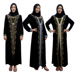 Nouvelle Robe Islamique 2026 pour <span class=keywords><strong>Femme</strong></span> avec Col Apparent, Broderie, Style Dubaï, Col en V, Veste Décontractée Musulmane - Product Image 2