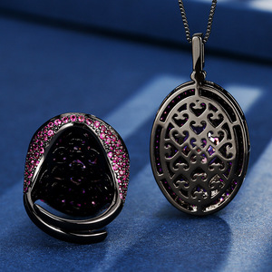 New Arrivals Eco-friendly Copper 10*12MM <b>Cubic</b> <b>Zirconia</b> Black Gold Plated Classic Wedding Engagement Pendant Earrings <b>Rings</b> - Product Image 6