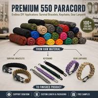 Corde tressée légère de 100 m, 4 mm, 7 brins, pour bracelet, survie en extérieur, EDC, camping, corde de fixation